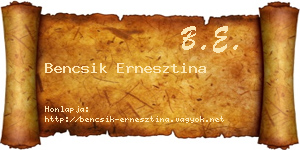 Bencsik Ernesztina névjegykártya